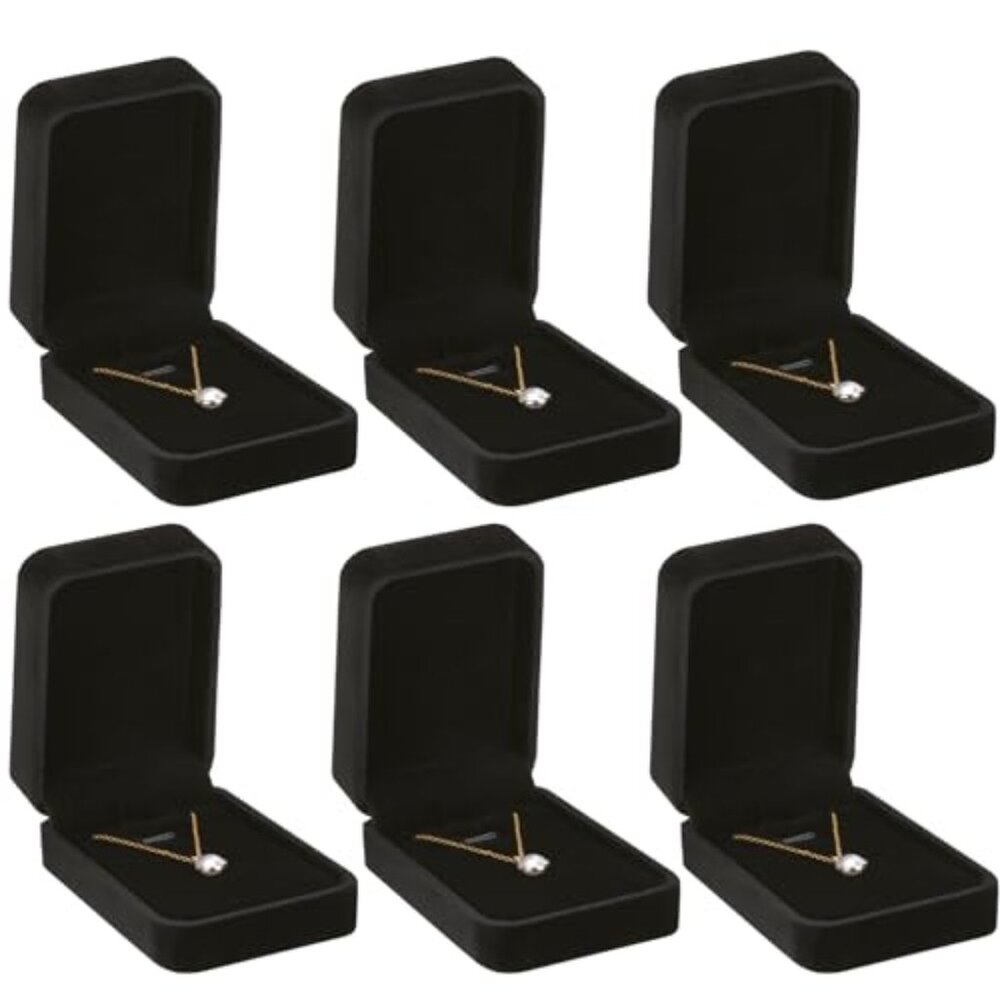6 Pieces Velvet Jewelry Gift Boxes for Necklace Pendant Bracelet Ring Earring
